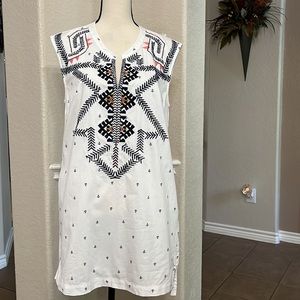 Esley white with anchors embroidered midi dress